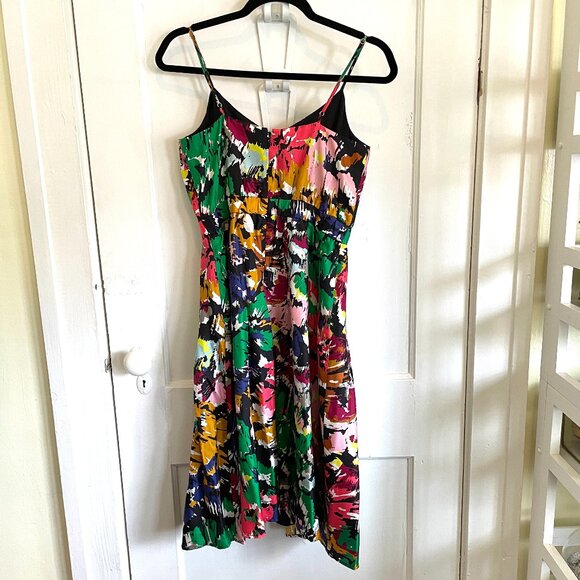 J. Crew Abstract Brushstroke Spaghetti Strap Silk Dress NWT - Picture 2 of 6